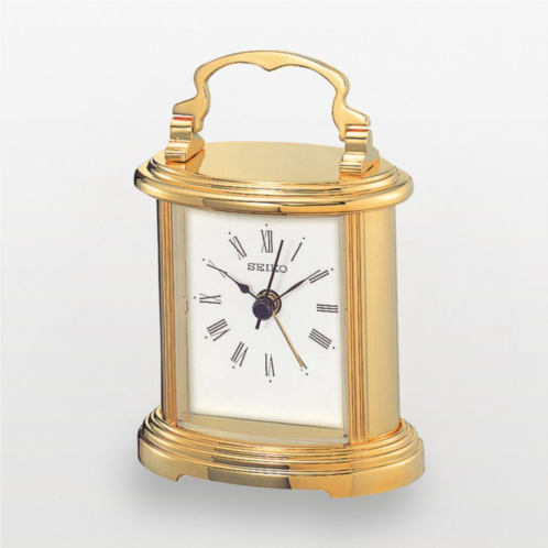 Seiko Gold Tone Carriage Alarm Clock - QHE109GLH