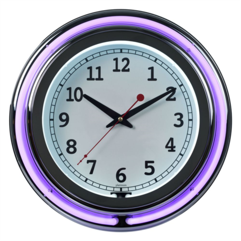 Trademark Fine Art Double Ring Neon Purple Wall Clock