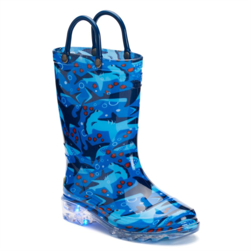 Western Chief Shark Chase Toddler Boys Light-Up Waterproof Rain Boots