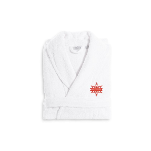 Linum Home Textiles Holiday Embroidered Luxury Terry Cotton Bathrobe