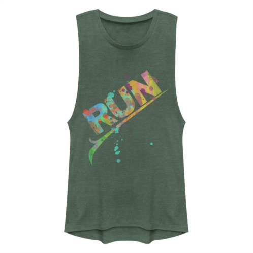 Unbranded Juniors Chin-Up Run Colorful Paint Logo Muscle Tank Top