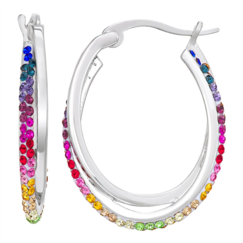 Chrystina Rainbow Crystal Twisted Oval Hoop Earrings