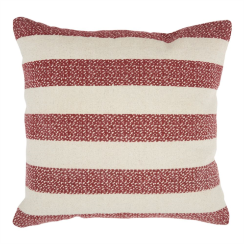 Mina Victory Life Styles Printed Stripes Red Throw Pillow
