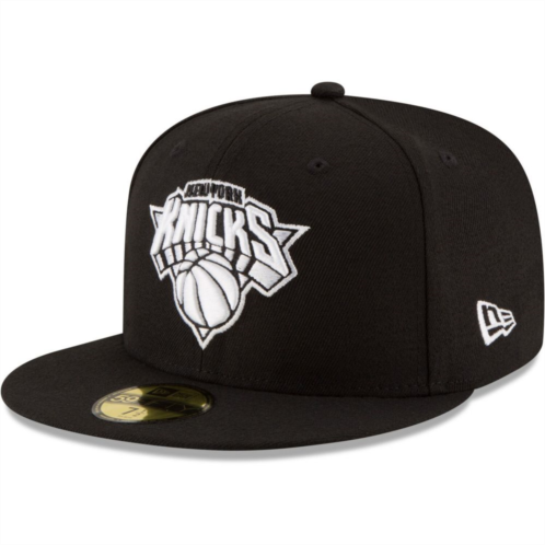 Mens New Era Black New York Knicks Black & White Logo 59FIFTY Fitted Hat