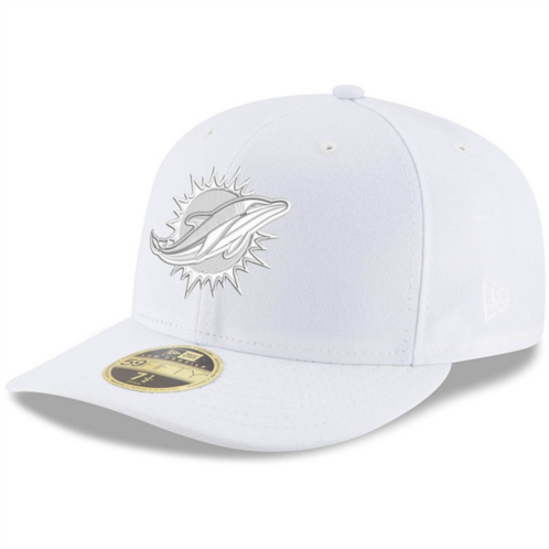 Mens New Era Miami Dolphins White on White Low Profile 59FIFTY Fitted Hat