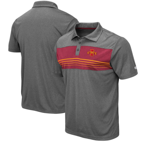 Mens Colosseum Heathered Charcoal Iowa State Cyclones Smithers Polo