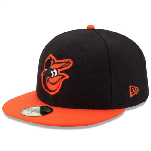 New Era x Staple Mens New Era Black/Orange Baltimore Orioles Road Authentic Collection On-Field 59FIFTY Fitted Hat
