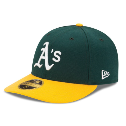 Mens New Era Green/Yellow Oakland Athletics Home Authentic Collection On-Field Low Profile 59FIFTY Fitted Hat
