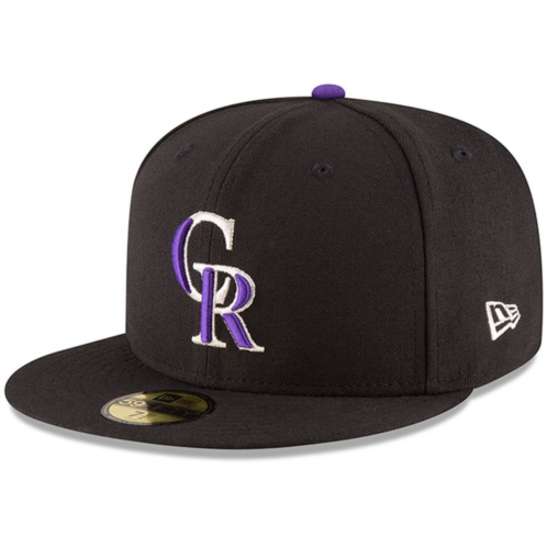 Mens New Era Black Colorado Rockies Authentic Collection On Field 59FIFTY Structured Hat