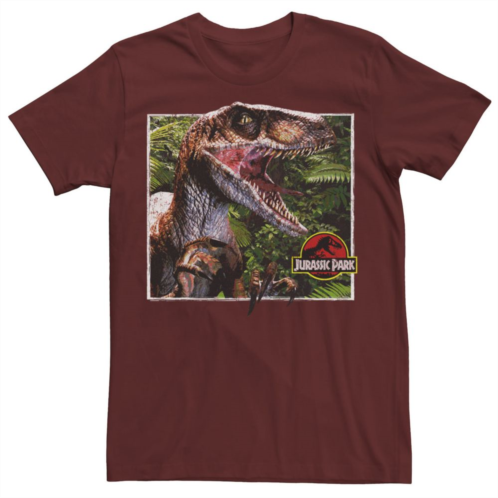Jurassic World Mens Jurassic Park Raptor Coming Out Of Forest Graphic Tee
