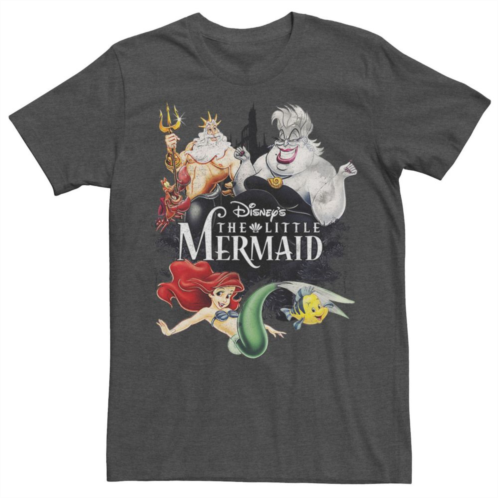 Disneys The Little Mermaid Mens Character Collage Logo Graphic Tee