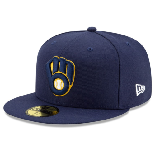 Mens New Era Navy Milwaukee Brewers Home Authentic Collection On-Field 59FIFTY Fitted Hat