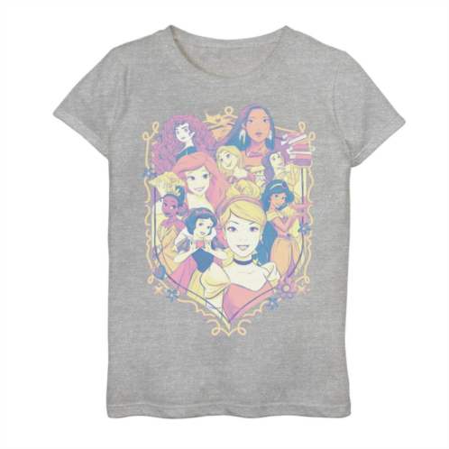 Girls 7-16 Disney Princess Pastel Group Shield Logo Graphic Tee
