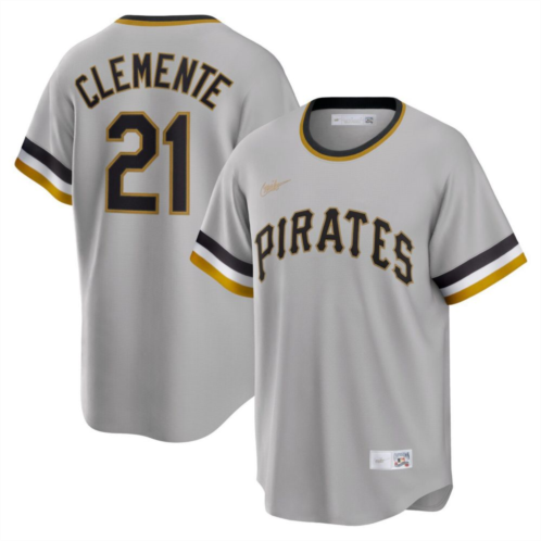 Mens Nike Roberto Clemente Gray Pittsburgh Pirates Road Cooperstown Collection Player Jersey