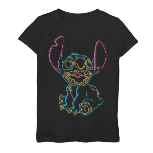 Licensed Character Disneys Lilo & Stitch Girls 7-16 Neon Stitch Outline Graphic Tee
