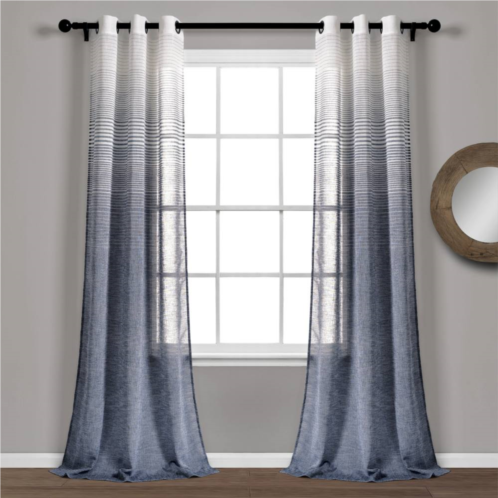 Lush Decor Ombre Stripe Grommet Sheer Window Curtain Set