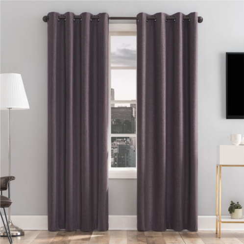 Sun Zero Tresello 100% Blackout Tonal Textured Draft Shield Fleece Insulated Grommet Window Curtain