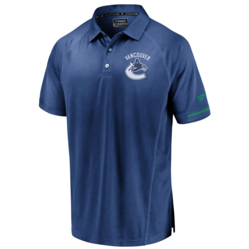 Mens Fanatics Branded Blue Vancouver Canucks Authentic Pro Rinkside Polo
