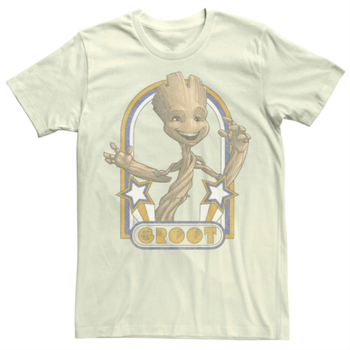 Licensed Character Mens Marvel Guardians Of The Galaxy Groot Retro Star Portrait Tee