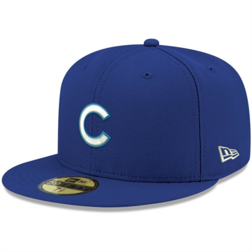 Mens New Era Royal Chicago Cubs White Logo 59FIFTY Fitted Hat