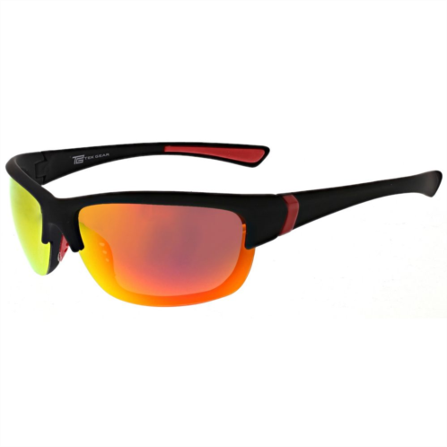 Mens Tek Gear Black Polarized Mirrored Semi-Rimless Sunglasses