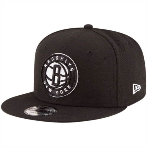 Mens New Era Black Brooklyn Nets Official Team Color 9FIFTY Snapback Hat
