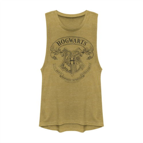 Licensed Character Juniors Harry Potter Simple Hogwarts Crest Outline Muscle Tank Top