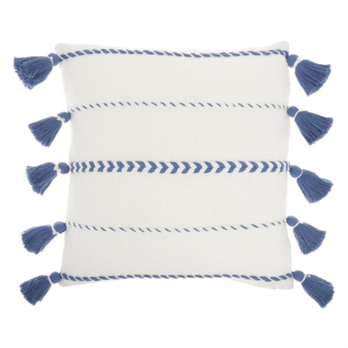 Mina Victory Life Styles Braided Stripes Tassels Throw Pillow