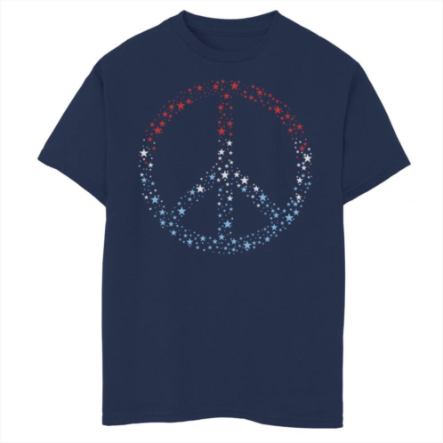 Licensed Character Boys 8-20 Red White And Blue Peace Sign Graphic Tee