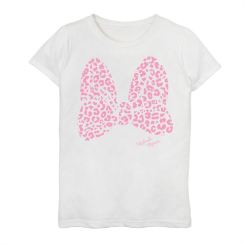 Girls 7-16 Disney Minnie Mouse Large Pink Cheetah Print Bow Graphic Tee
