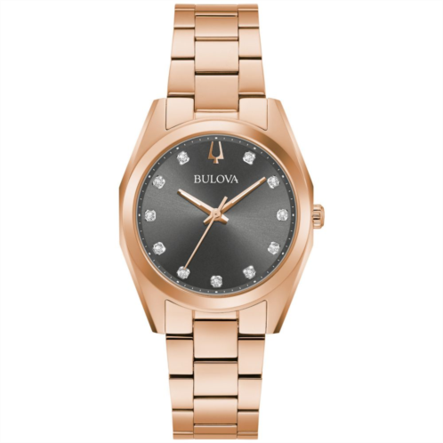 Bulova Womens Surveyor Womens Rose Gold-Tone Stainless Steel Watch