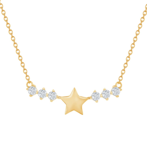 Unbranded 14k Gold Over Silver Star & Cubic Zirconia Bar Necklace