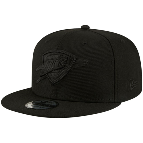 Mens New Era Oklahoma City Thunder Black On Black 9FIFTY Snapback Hat