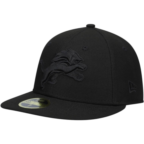 Mens New Era Black Detroit Lions Black on Black Low Profile 59FIFTY II Fitted Hat
