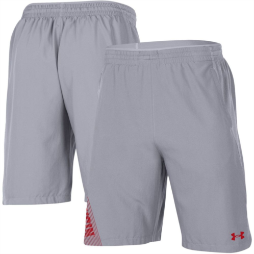 Mens Under Armour Gray Wisconsin Badgers 2021 Sideline Woven Shorts
