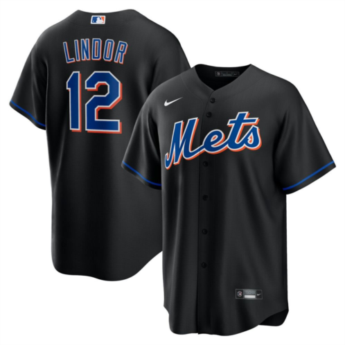 Mens Nike Francisco Lindor Black New York Mets 2022 Alternate Replica Player Jersey