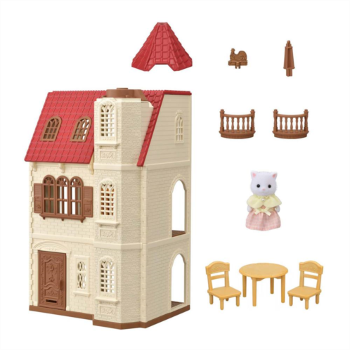 Calico Critters Red Roof Tower Home 3-Story Dollhouse Playset