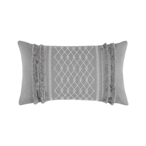 INK+IVY Bea Removable Cover Embroidered Geometric Oblong Throw Pillow