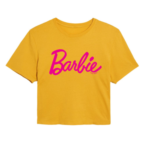 Juniors Barbie Classic Logo Cropped Graphic Tee