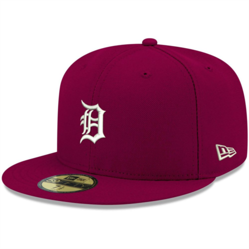Mens New Era Cardinal Detroit Tigers White Logo 59FIFTY Fitted Hat