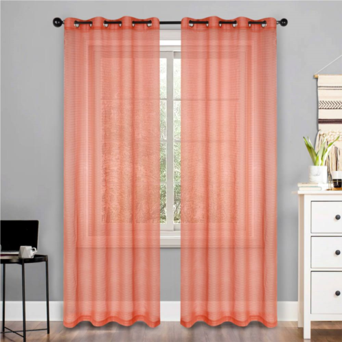 Superior Jackson Stripe Set of 2 Sheer Grommet Window Curtain Panels
