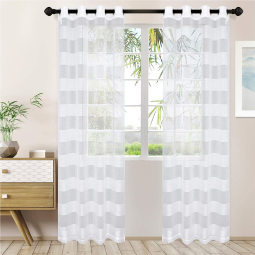 Superior Dalisto Rope Set of 2 Textured Sheer Window Curtain Panels