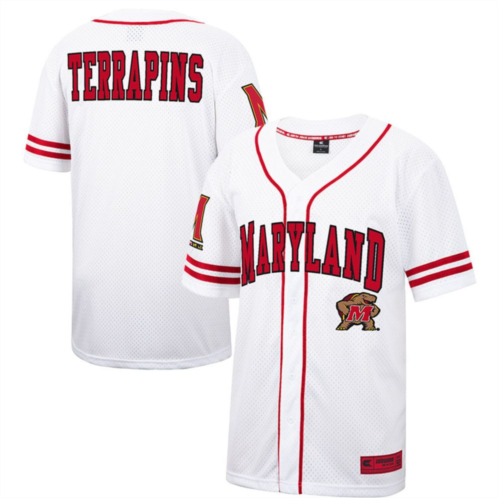 Mens Colosseum White/Red Maryland Terrapins Free Spirited Baseball Jersey