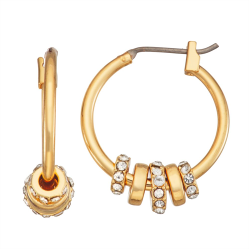 Nine West Gold Tone Rondelle Hoop Earrings