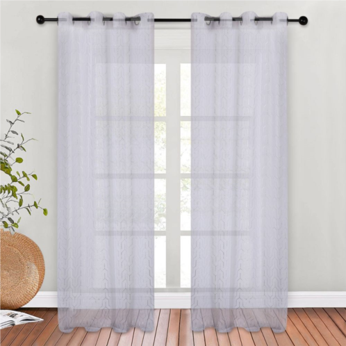 Superior Cormac Printed Sheer Pair of 2 Grommet Window Curtain Panels