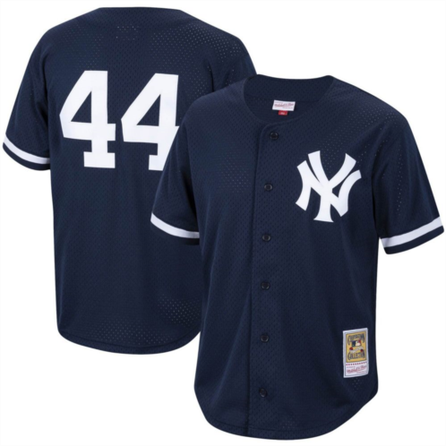 Mens Mitchell & Ness Reggie Jackson Navy New York Yankees Cooperstown Collection Mesh Batting Practice Button-Up Jersey