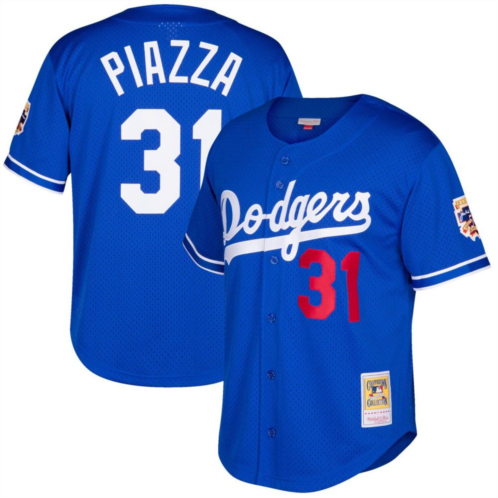 Unbranded Mens Mitchell & Ness Mike Piazza Royal Los Angeles Dodgers Cooperstown Collection Mesh Batting Practice Button-Up Jersey