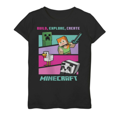 Licensed Character Girls 7-16 Minecraft Create Your World Build Explore Create Graphic Tee