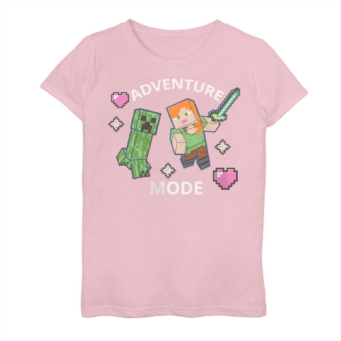Licensed Character Girls 7-16 Minecraft Find Your Adventure Heart Creeper Graphic Tee