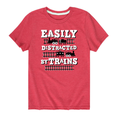 Licensed Character Boys 8-20 Easily Distracted By Trains Graphic Tee